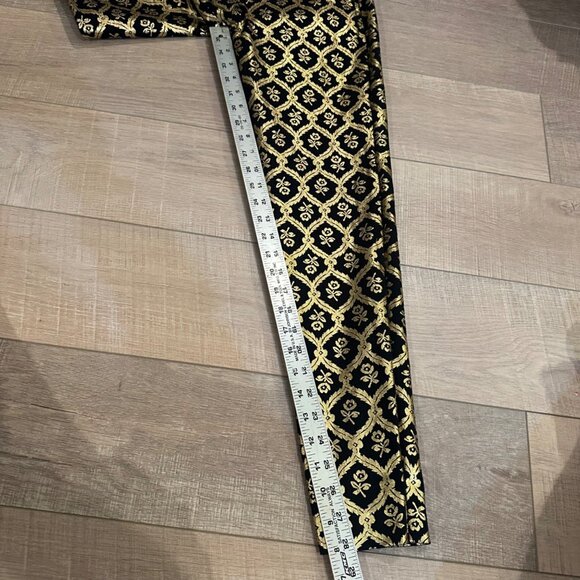 OLD NAVY WOMENS PIXIE PANTS MID RISE GOLD BLACK SIZE 6 HOLIDAY PARTY - Picture 4 of 9